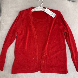 NWT Red Sequence Sweater Set